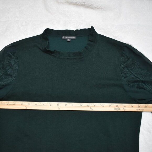 Adrianna Papell Mock Neck Sweater Sz XL Sheer Sleeves Lace Whimsigoth Victorian - Picture 14 of 16